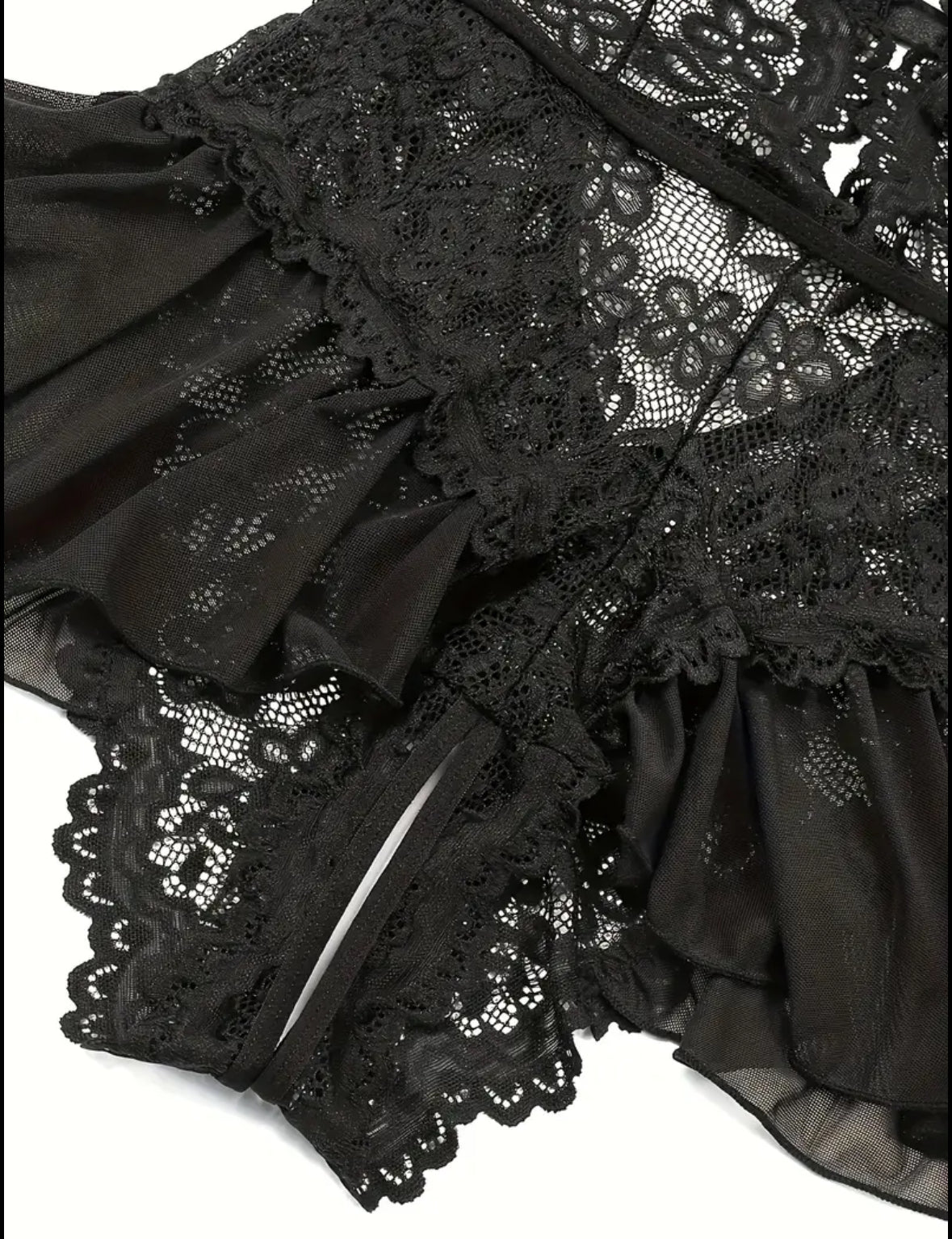 Floral Halter – koronkowy komplet z kokardką