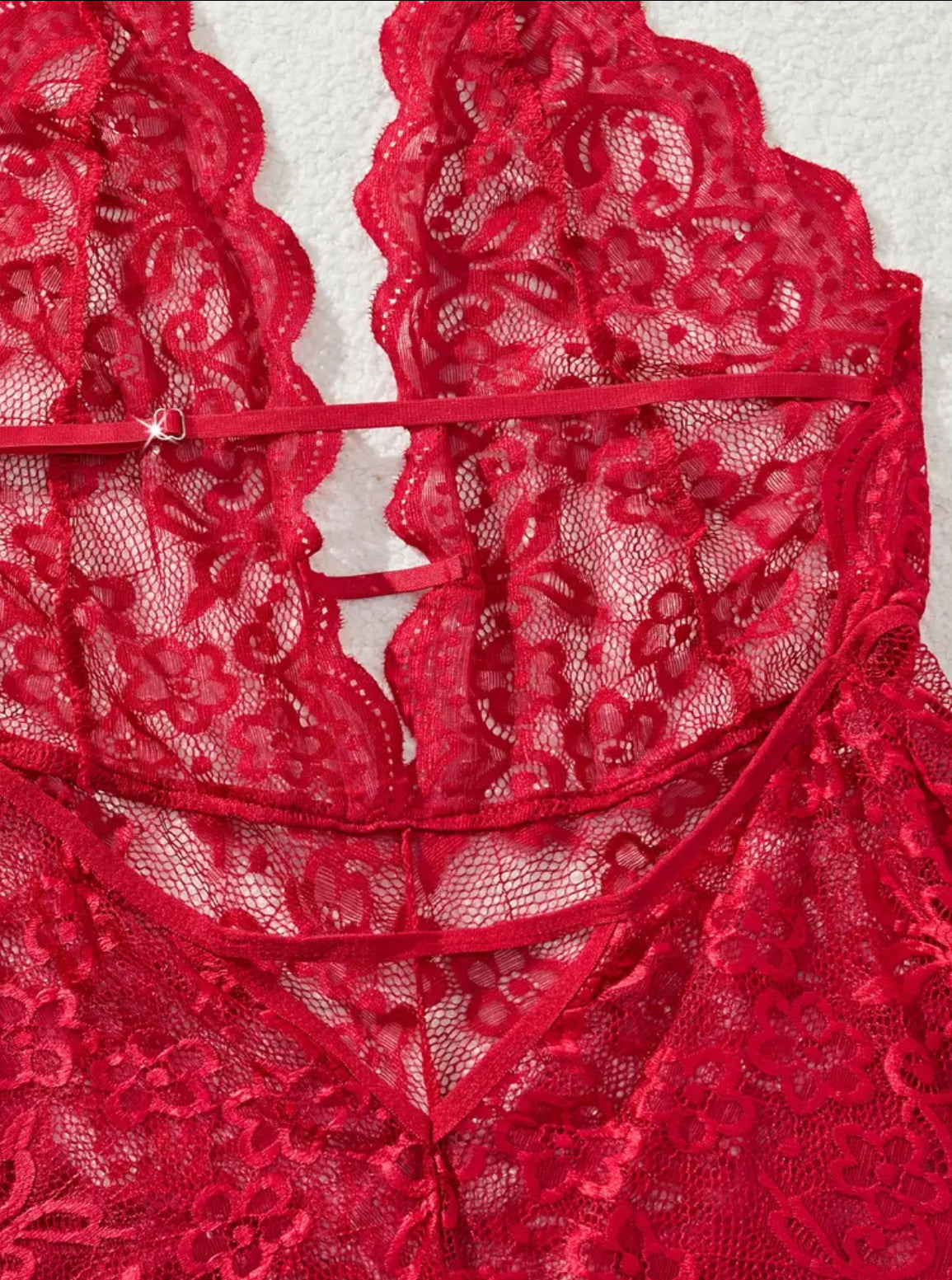 Floral Halter – koronkowy komplet z kokardką