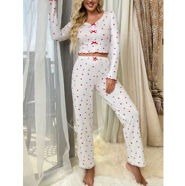 Cozy Hearts – piżama dwuczęściowa z motywem serc